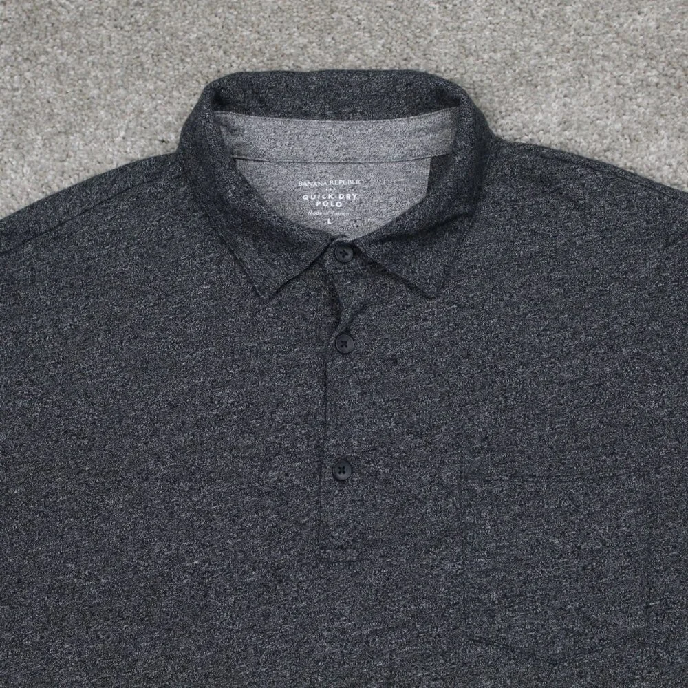 Banana Republic Quick Dry‎ Polo Shirt Mens Large Gray Cotton/Poly S/S Pullover
